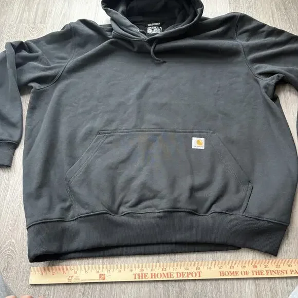 Carhartt Men's Rain Defender Hoodie Loose Fit Black Pullover Workwear Size 2XL - Picture 4 of 8